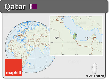 Savanna Style Location Map of Qatar, lighten