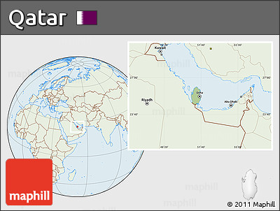 Savanna Style Location Map of Qatar, lighten