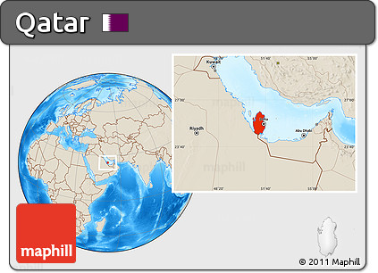Shaded Relief Location Map of Qatar