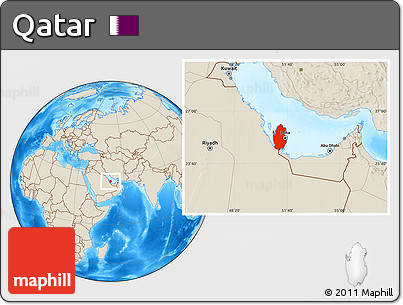 Shaded Relief Location Map of Qatar