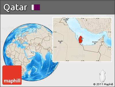 Shaded Relief Location Map of Qatar
