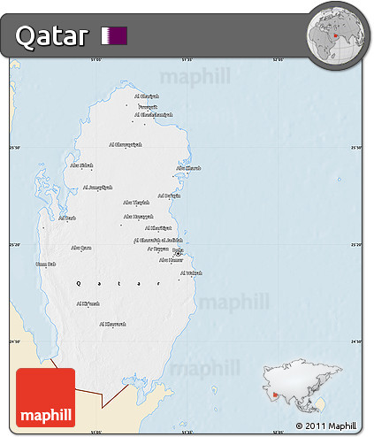 Classic Style Map of Qatar, single color outside