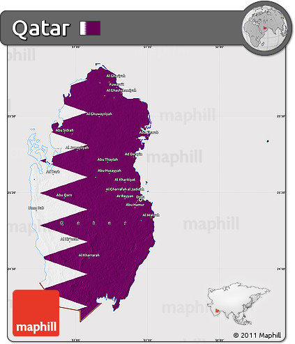 Flag Map of Qatar, flag centered