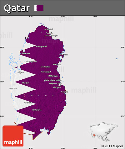 Flag Map of Qatar, flag centered
