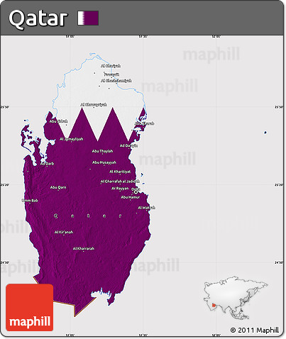 Flag Map of Qatar, flag rotated