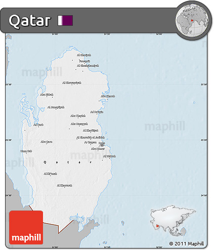 Gray Map of Qatar, single color outside
