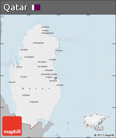 Gray Map of Qatar, single color outside
