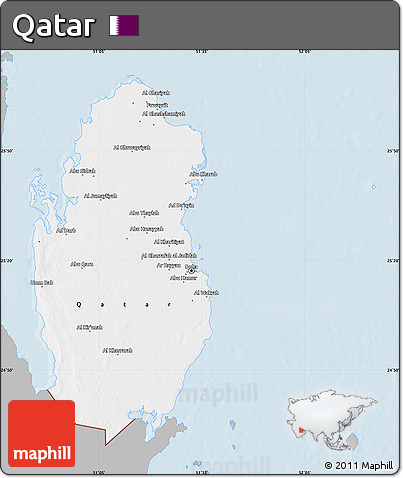Gray Map of Qatar, single color outside