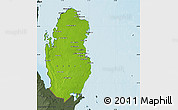 Physical Map of Qatar, darken, semi-desaturated, land only