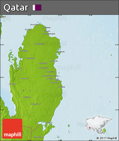 Physical Map of Qatar