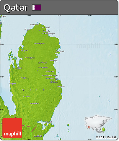 Physical Map of Qatar
