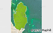 Physical Map of Qatar, satellite outside