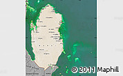 Satellite Map of Qatar, darken, desaturated, land only