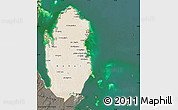 Satellite Map of Qatar, darken, land only