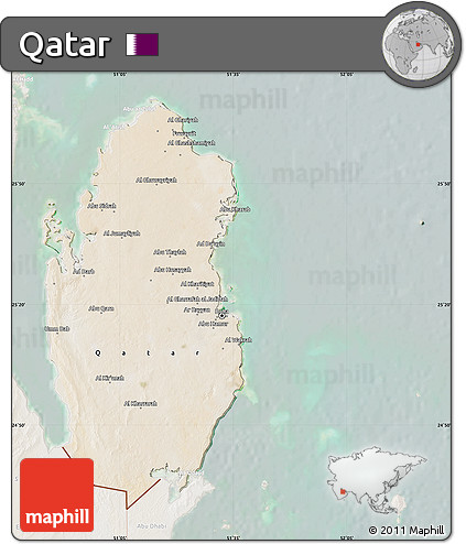 Satellite Map of Qatar, lighten