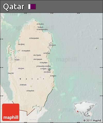 Satellite Map of Qatar, lighten