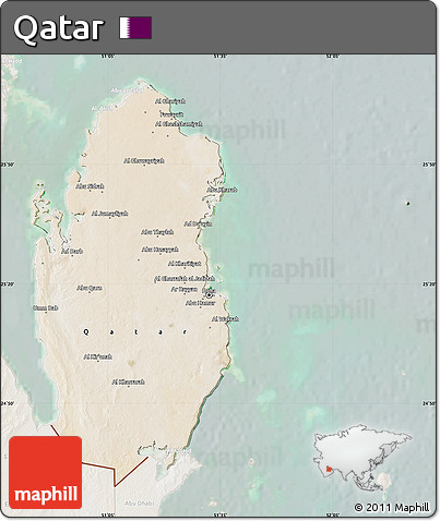 Satellite Map of Qatar, lighten