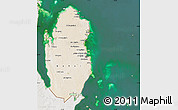 Satellite Map of Qatar, lighten, semi-desaturated, land only