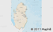 Satellite Map of Qatar, single color outside, bathymetry sea, shaded relief sea