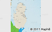 Shaded Relief Map of Qatar, political shades outside, shaded relief sea