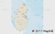 Shaded Relief Map of Qatar, single color outside, bathymetry sea, shaded relief sea