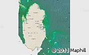 Shaded Relief Map of Qatar, single color outside, satellite sea