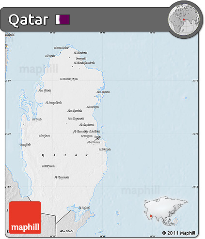 Silver Style Map of Qatar