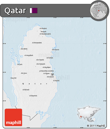 Silver Style Map of Qatar, single color outside