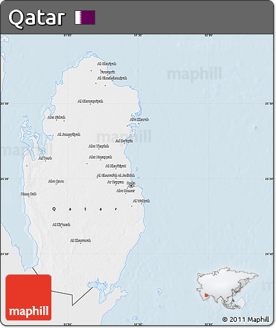 Silver Style Map of Qatar, single color outside