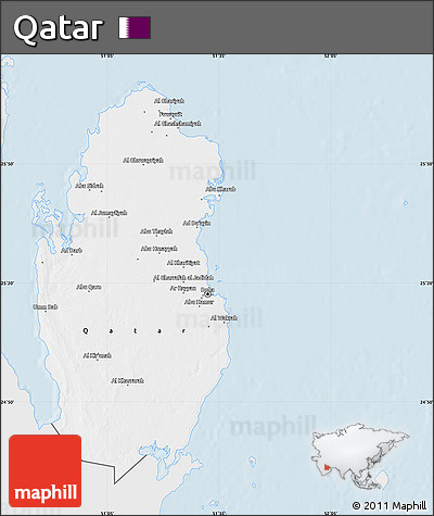 Silver Style Map of Qatar, single color outside