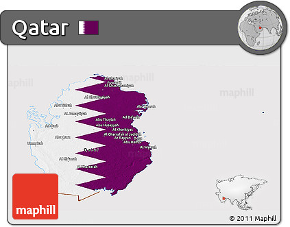 Flag Panoramic Map of Qatar
