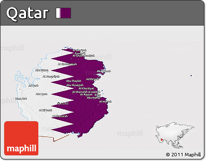Flag Panoramic Map of Qatar