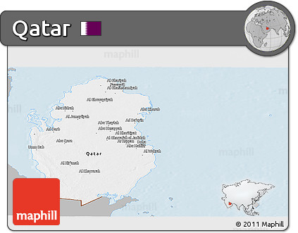 Gray Panoramic Map of Qatar, single color outside
