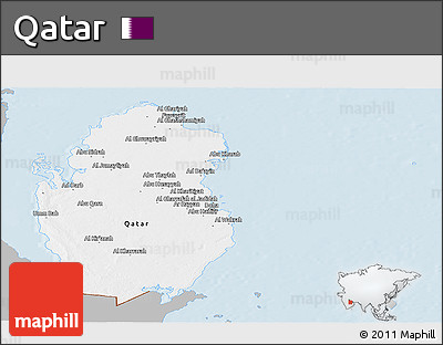 Gray Panoramic Map of Qatar, single color outside