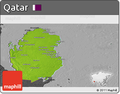 Physical Panoramic Map of Qatar, darken, desaturated