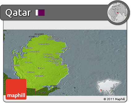Physical Panoramic Map of Qatar, darken