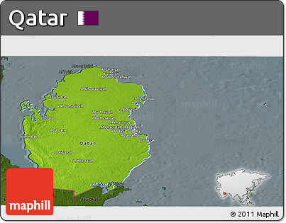 Physical Panoramic Map of Qatar, darken