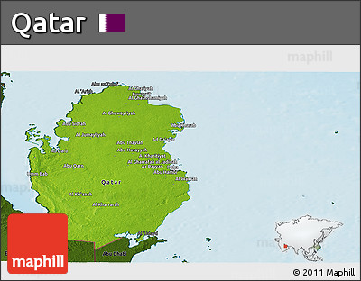 Physical Panoramic Map of Qatar, darken, land only