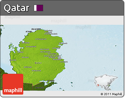 Physical Panoramic Map of Qatar, darken, land only