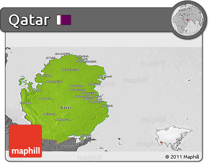 Physical Panoramic Map of Qatar, desaturated