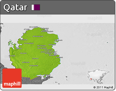 Physical Panoramic Map of Qatar, desaturated