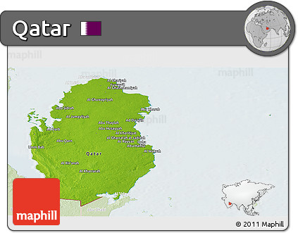 Physical Panoramic Map of Qatar, lighten