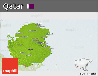 Physical Panoramic Map of Qatar, lighten