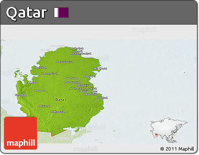 Physical Panoramic Map of Qatar, lighten