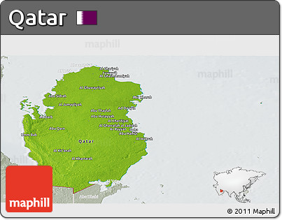 Physical Panoramic Map of Qatar, lighten, semi-desaturated