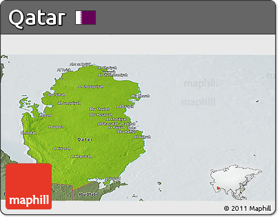 Physical Panoramic Map of Qatar, semi-desaturated