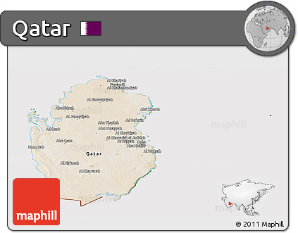 Satellite Panoramic Map of Qatar, cropped outside