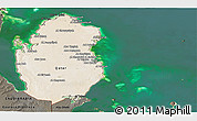 Satellite Panoramic Map of Qatar, darken, land only