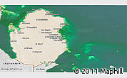 Satellite Panoramic Map of Qatar, desaturated, land only