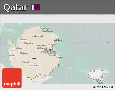 Satellite Panoramic Map of Qatar, lighten